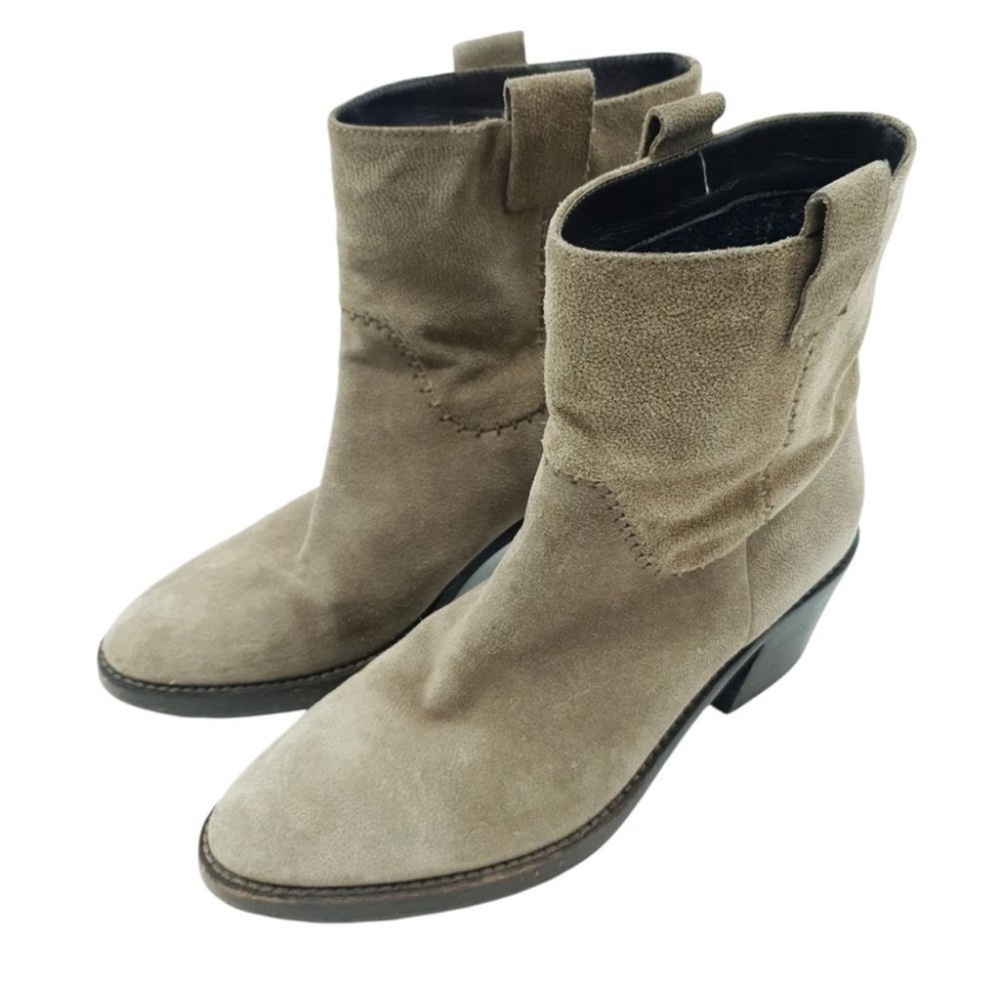 Aquatalia Lorie Made in Italy Taupe Brown Suede Western Ankle Boots Size 8